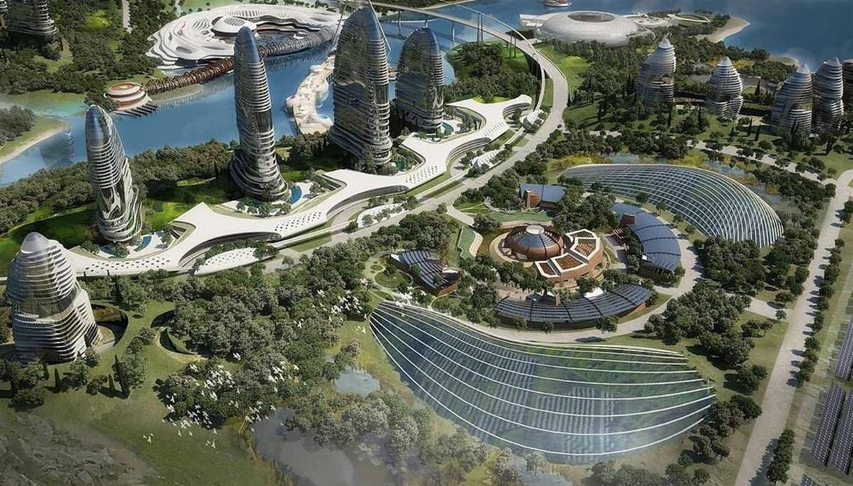 panoramica di Elysium City nel progetto della Las Vegas europea