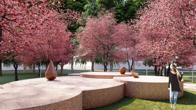 Fiori di ciliegio e sculture cosmiche: anche Milano ha il suo giardino zen