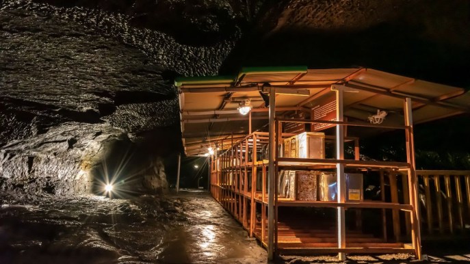 Puoi attraversare un tunnel di lava ai piedi del Monte Fuji