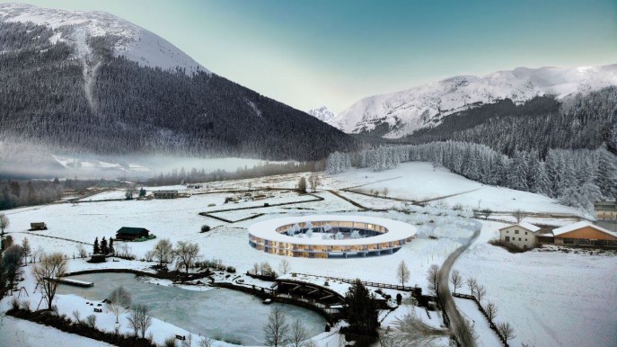 Questo inverno potrai dormire in un hotel circolare immerso nella natura