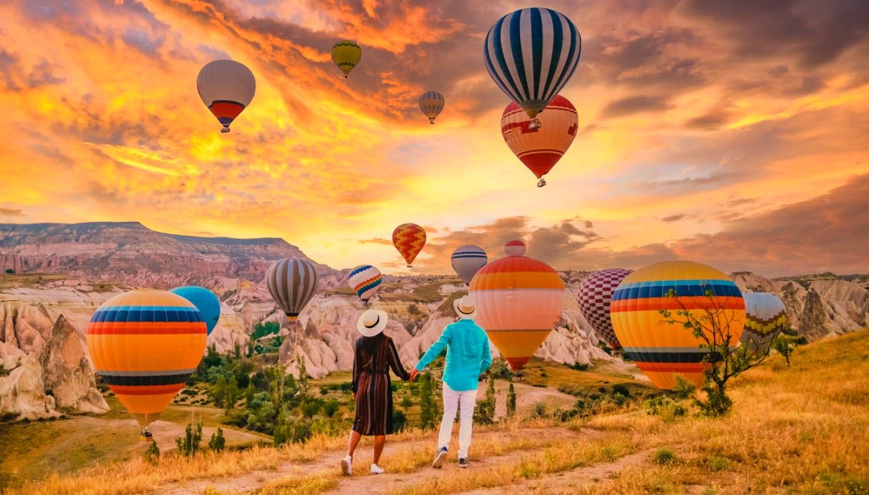 I paesaggi fiabeschi della Cappadocia si tingono di Peach Fuzz durante la golden hour