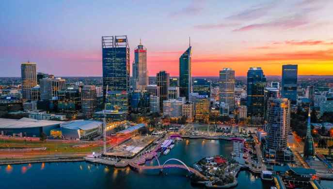 Uno scorcio della città di Perth in Australia