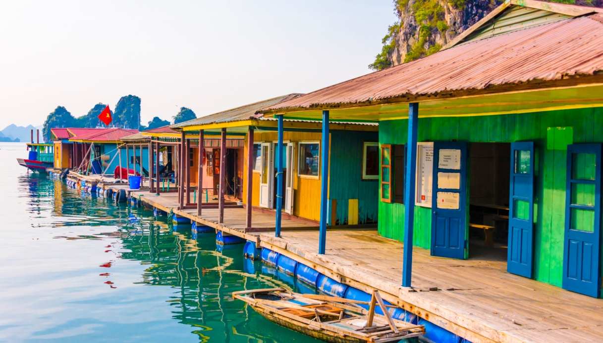 casette di pescatori a Cua Van in Vietnam