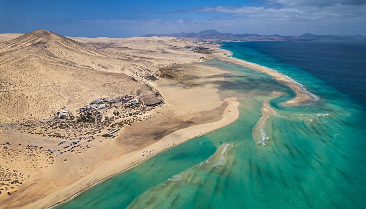 Magnifica vista di Playa de Sotavento a Fuerteventura
